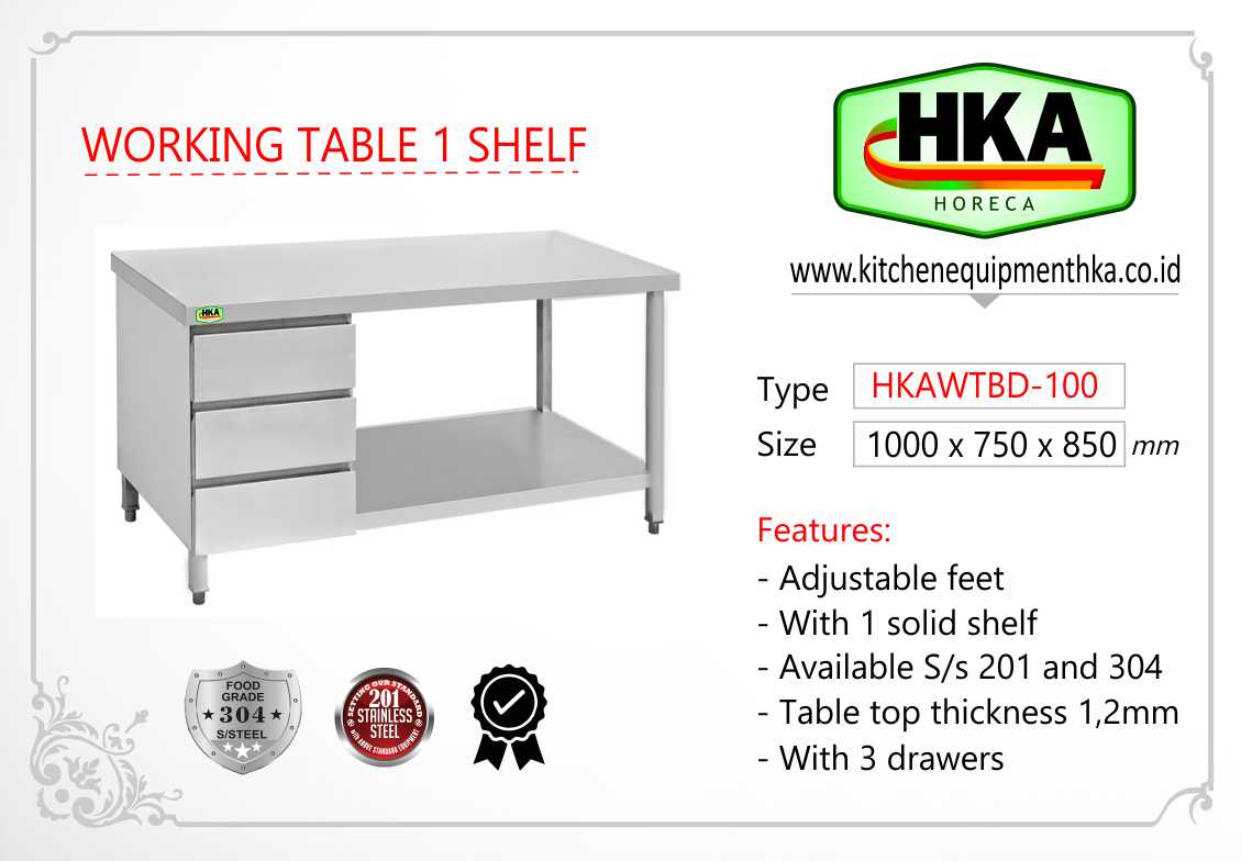 WORKING TABLE 1 SHELF